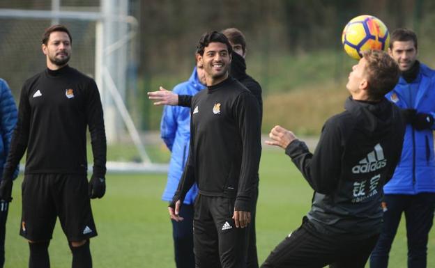 Vela, en su último entrenamiento con sus compañeros en Zubieta/Arizmendi