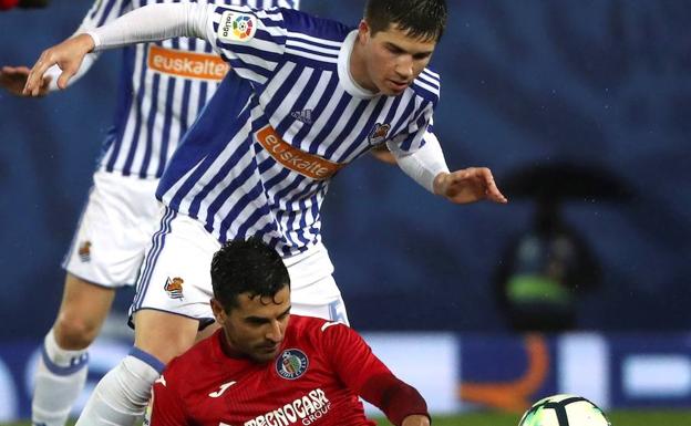 Zubeldia, durante el encuentro liguero de la Real Sociedad frente al Getafe./EFE