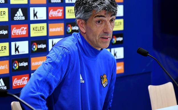 Imanol Alguacil durante una rueda de prensa en Zubieta. /DV
