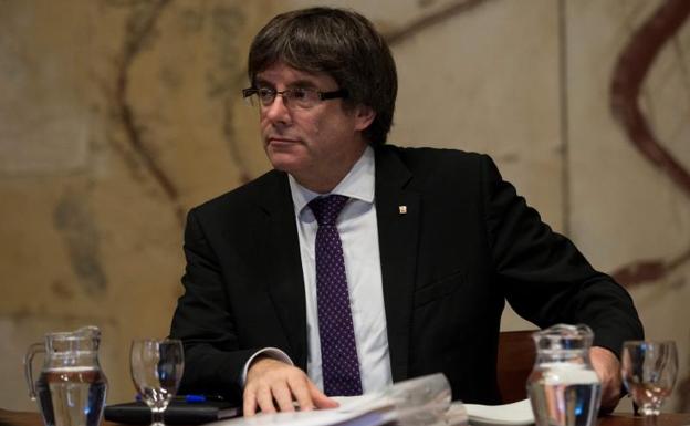Carles Puigdemont, enl a reunión de hoy con su Ejecutiva./Efe