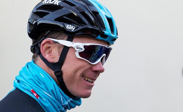 Chris Froome, en un entrenamiento con el Sky/AFP