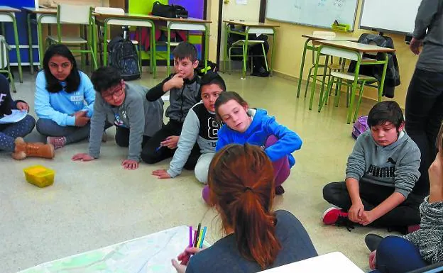 Estudiantes de Belaskoenea durante una sesión del programa impulsado por la Diputación Foral./