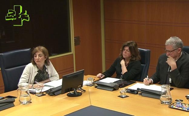 La consejera de Educación, Cristina Uriarte, en su comparecencia ante la comisión del Parlamento Vasco/Irekia