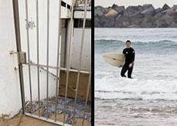 Vestuarios cerrados en la playa de Gros