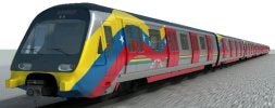 Fotomontaje con la imagen de una de las nuevas unidades de metro destinadas a la línera 1 de Caracas./