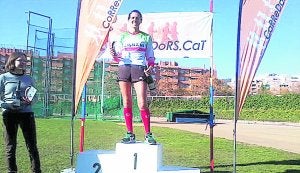 Eva Esnaola, en el podio en tierras catalanas./