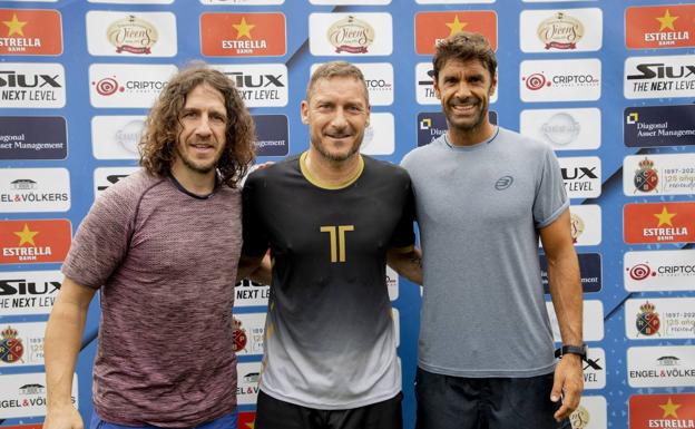 Puyol, Totti y Xabi Prieto. en el torneo de pádel Siux Legends Trophy. 