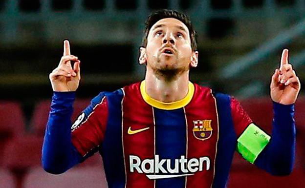 Leo Messi celebrates a goal going to heaven.