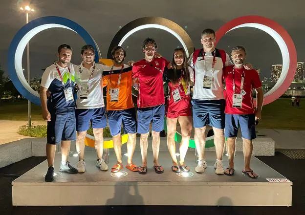 Gómez, Herrero, Olazabal, Elosegi, Errandonea, Aginagalde y Taberna, representación bidasotarra en estos Juegos Olímpicos./