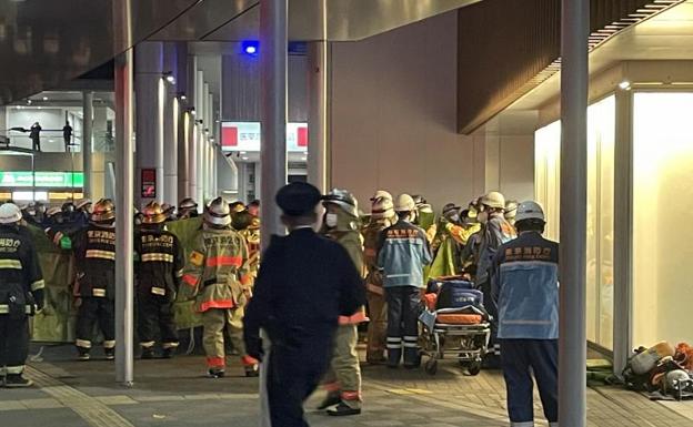 Emergency services treat those injured in the attack. 