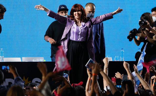 Cristina Fernández, during the electoral night in the recent elections in Argentina.
