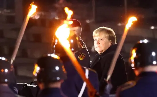 Angela Merkel, during her farewell tribute. 