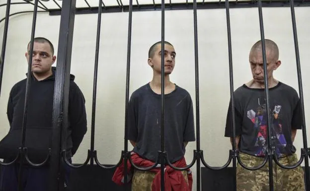 The three foreign fighters sentenced to death by the pro-Russians in Donetsk.