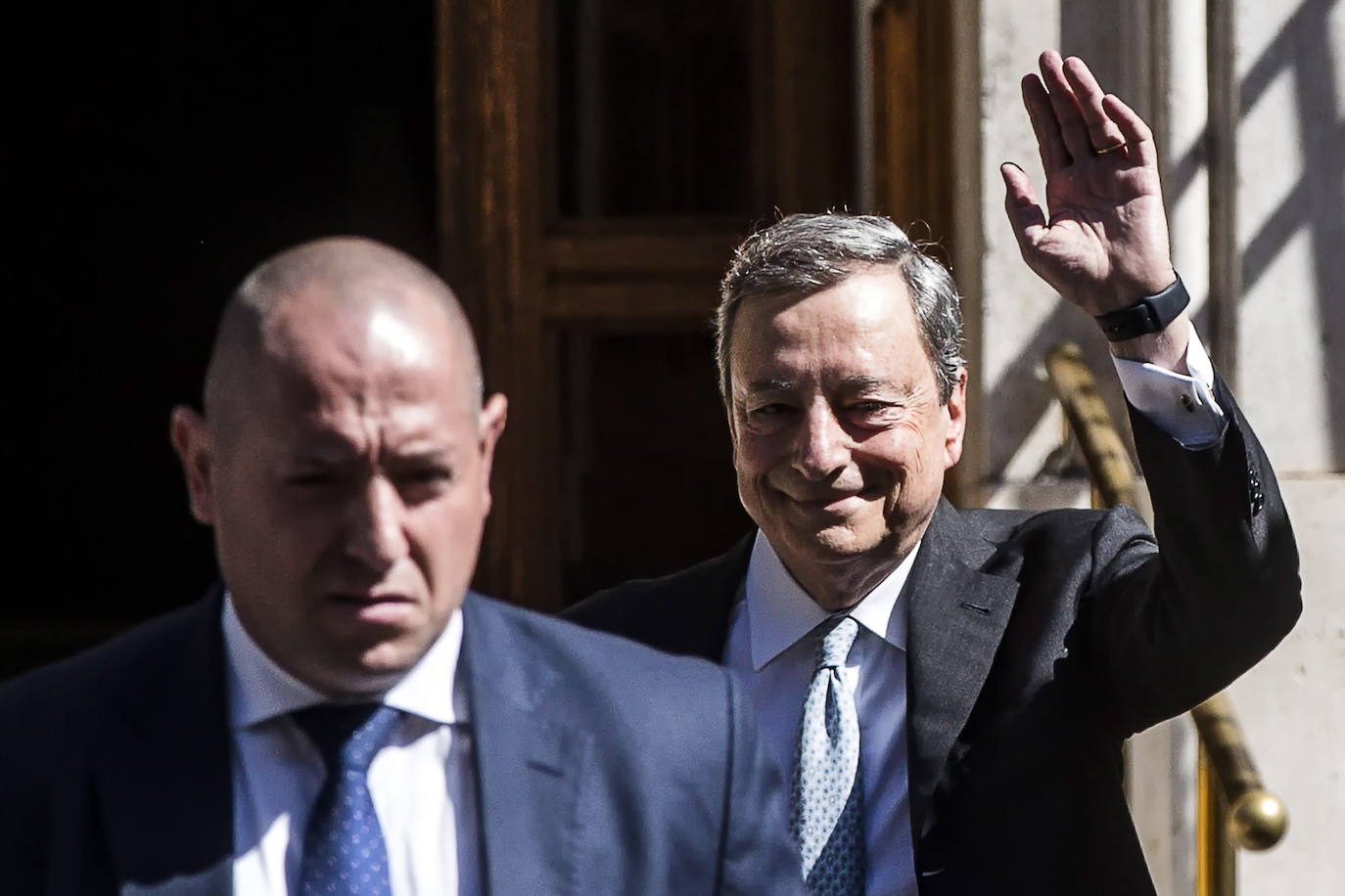 Italian Prime Minister Mario Draghi upon his arrival in Rome on Thursday after leaving the NATO summit