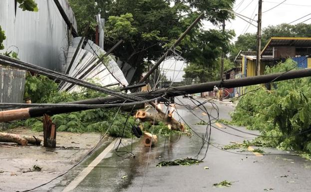 Downed electrical poles after Hurricane 'Fiona' passed through the town of Carolina, in Puerto Rico. 