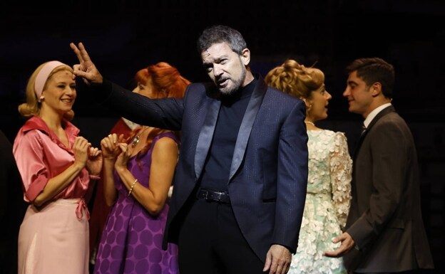 Antonio Banderas performs during the presentation of the musical 'Company'. 